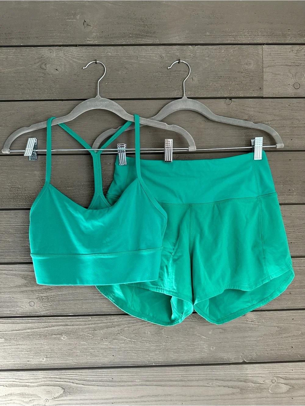 Lululemon SET Flow Y Longline Sports Bra & Speed Up Shorts Kelly Green Size 4/6